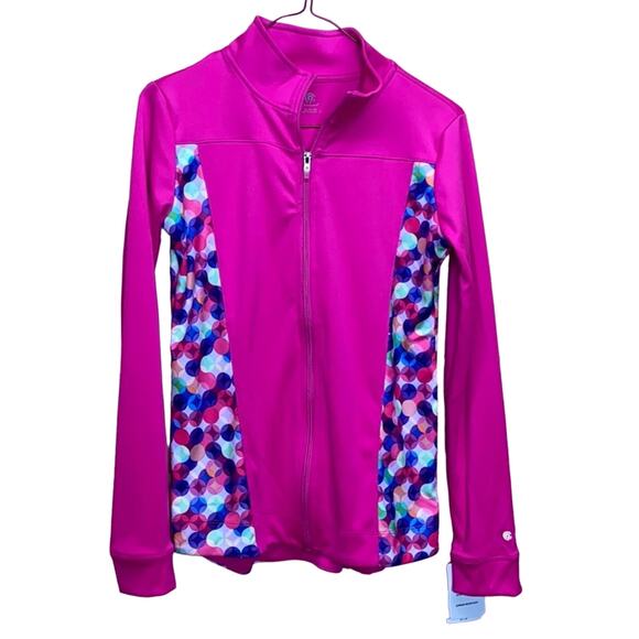 Champion Vivid Fuchsia Polka Dot Zip Up Jacket NWT - Picture 1 of 10